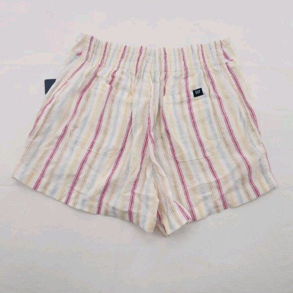 Gap Linen Shorts Womens Size XS Striped Yellow Pink High Rise - Picture 6 of 8